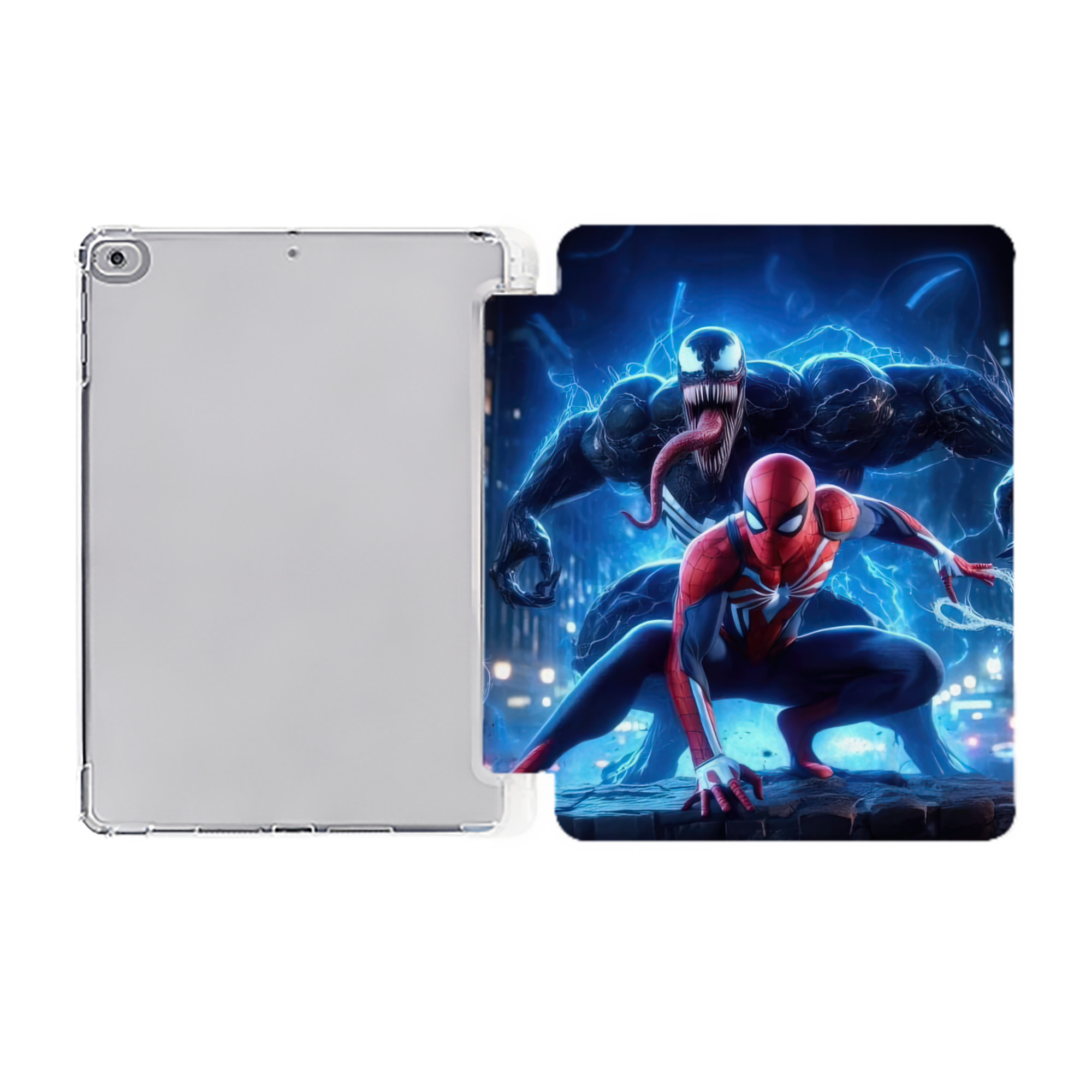 （画像用） Spider Man スパイダーマン IPad ケース ペン収納付き 三つ折りスタンド PUレザー×シリコン 対応機種9.5/10.5/10.9インチ